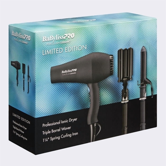 BaByliss Pro Porcelain Ceramic Set: Dryer, Triple Barrel Waver, Curling Iron - Picture 2 of 6